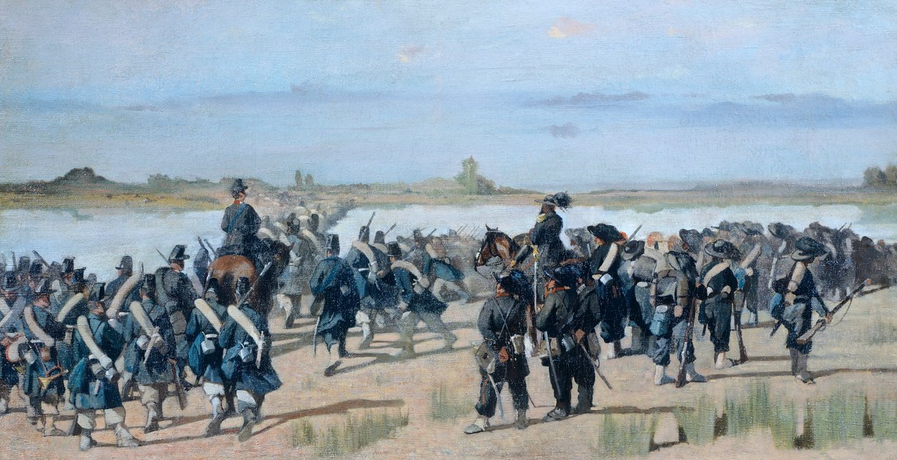 Cruzando el río Mincio, por Giovanni Fattori (1825-1908) de Giovanni Fattori