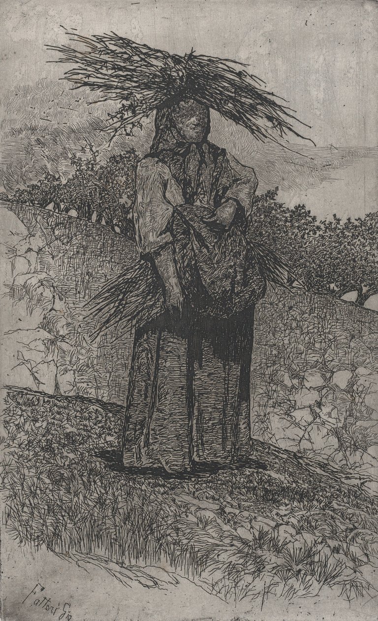 Campesina recogiendo leña, 1884-1908 de Giovanni Fattori