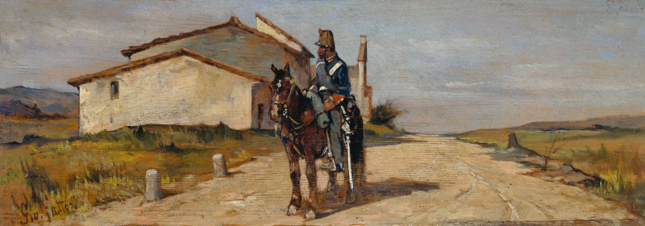 Soldado a caballo o Carabinero a caballo en patrulla de Giovanni Fattori