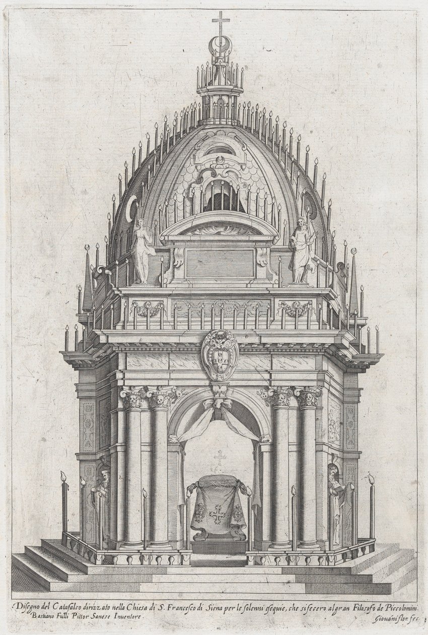 Diseño del catafalco para Francesco Piccolomini de Giovanni Florimi