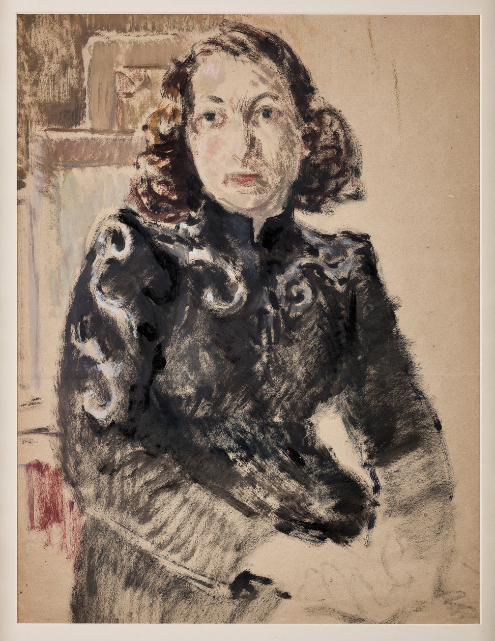 Chica de negro (óleo sobre papel) de Giovanni Forghieri