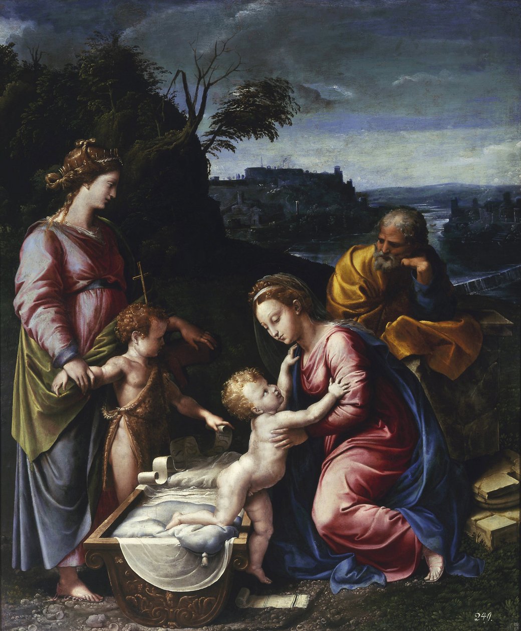 La Sagrada Familia con el joven Juan el Bautista y Santa Catalina de Giovanni Francesco (c.1488 1528) Penni