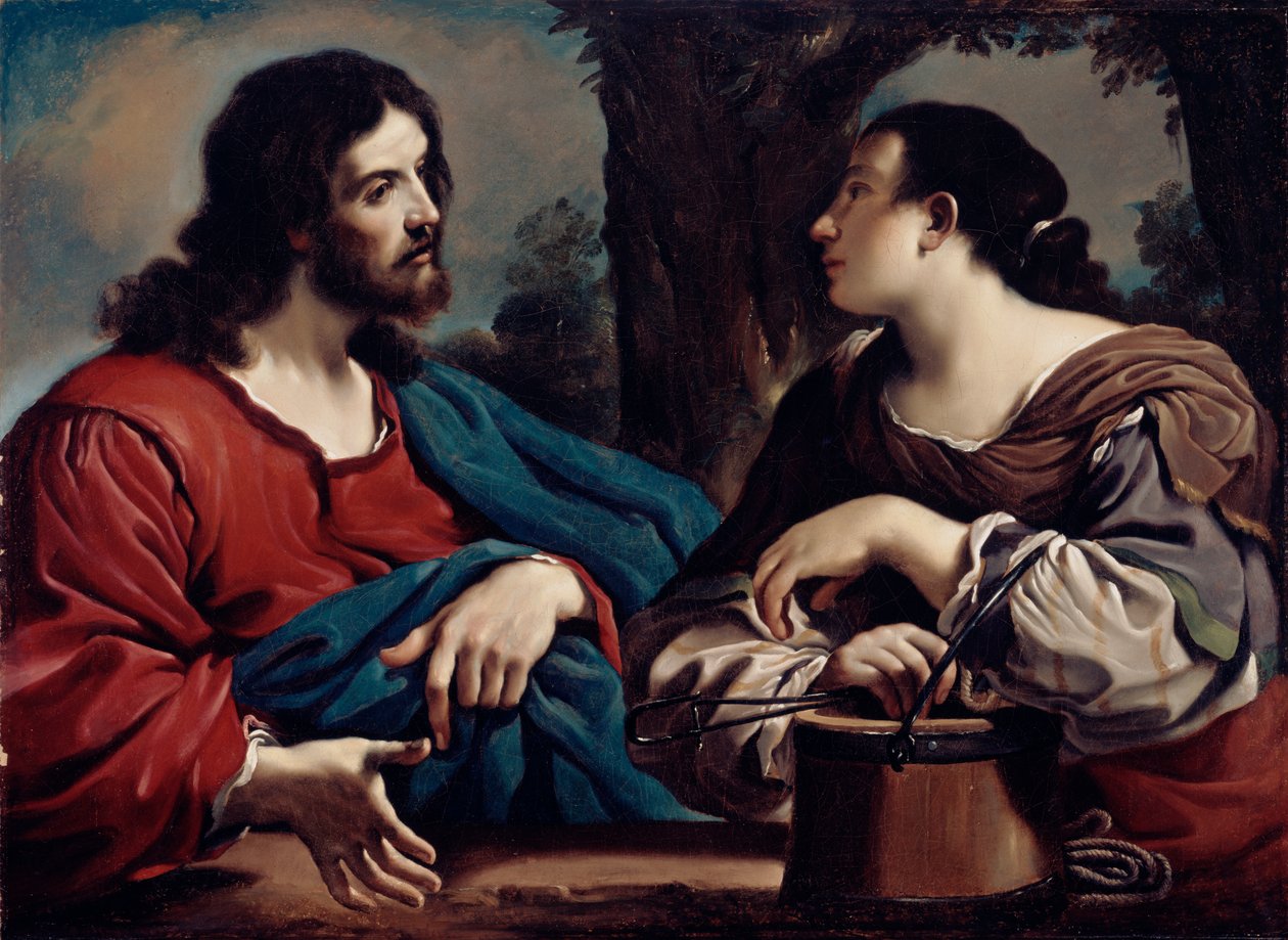 Cristo y la mujer de Samaria, c.1620 de Giovanni Francesco Barbieri