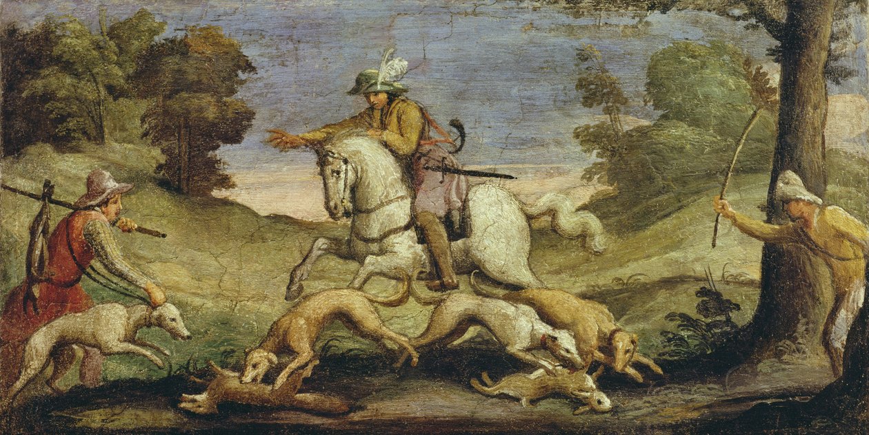 Caza de liebres, 1615 de Giovanni Francesco Barbieri