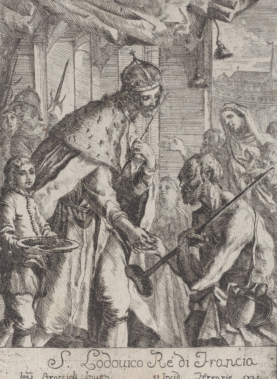 San Luis dando limosna a los pobres, 1735 de Giovanni Francesco Braccioli