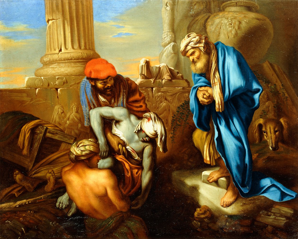 Tobías enterrando a los muertos desafiando las órdenes de Senaquerib de Giovanni Francesco Castiglione
