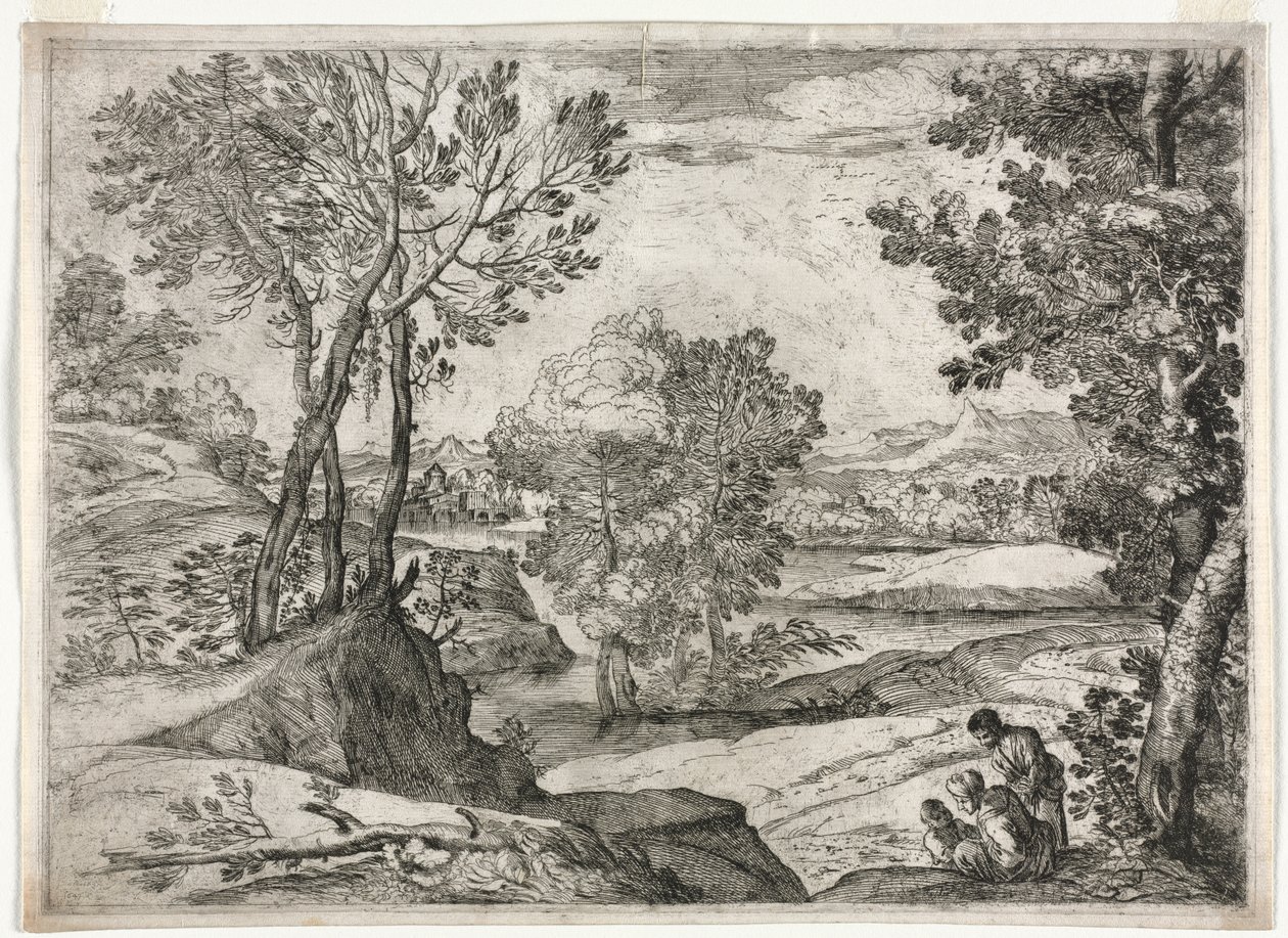 Landscape with a Family de Giovanni Francesco Grimaldi