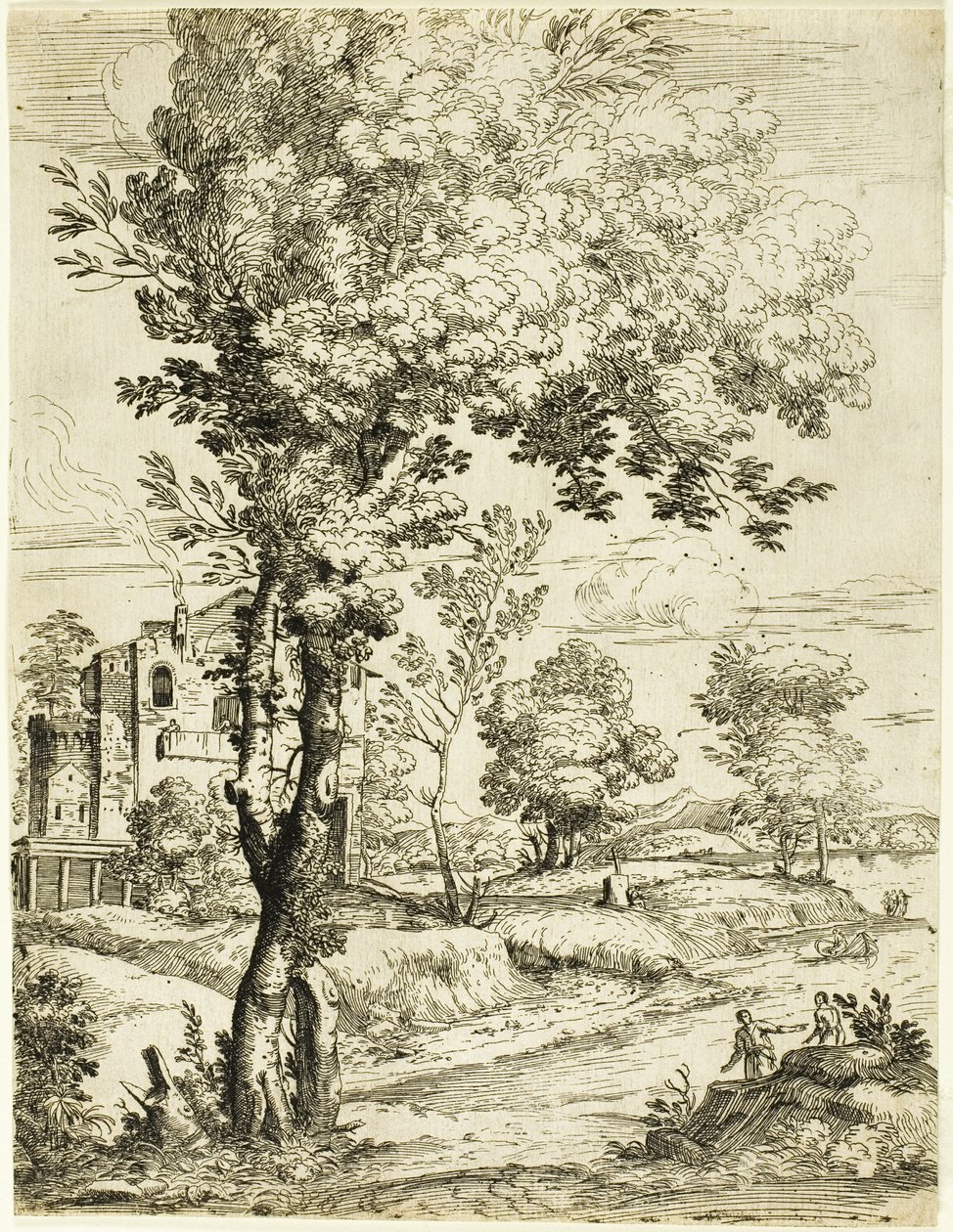Paisaje con casa de Giovanni Francesco Grimaldi