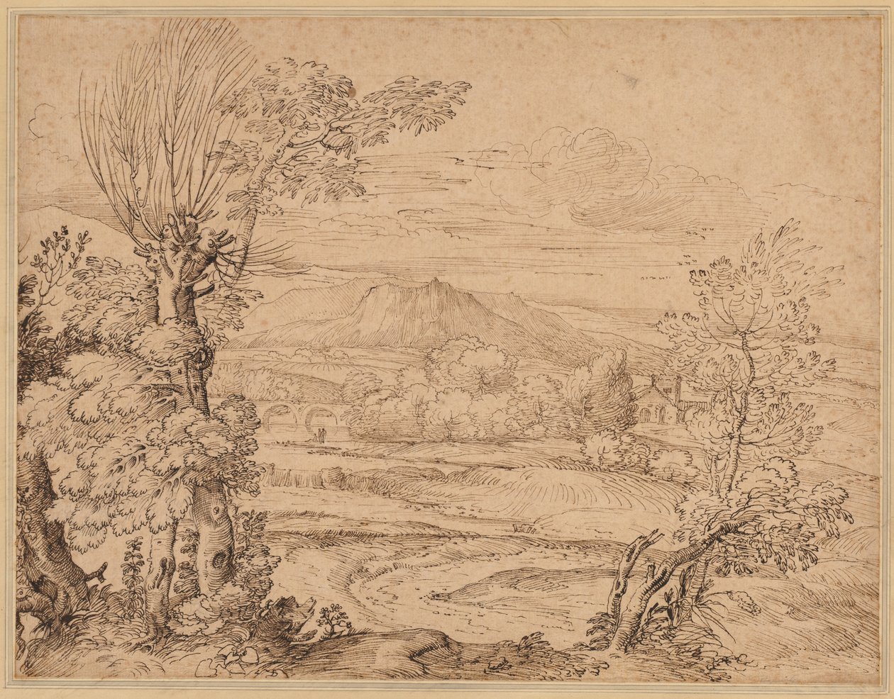 Landscape with a River and Aqueduct de Giovanni Francesco Grimaldi