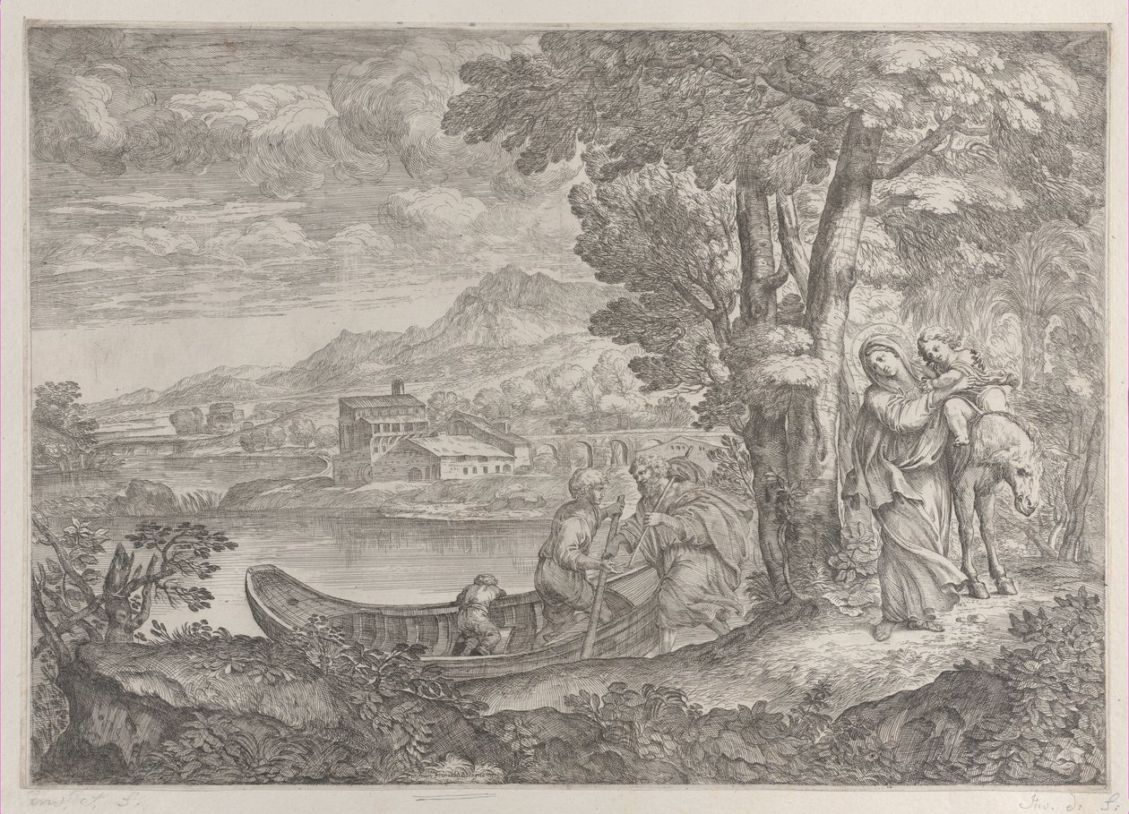 Paisaje con la huida a Egipto, 1626-80 de Giovanni Francesco Grimaldi
