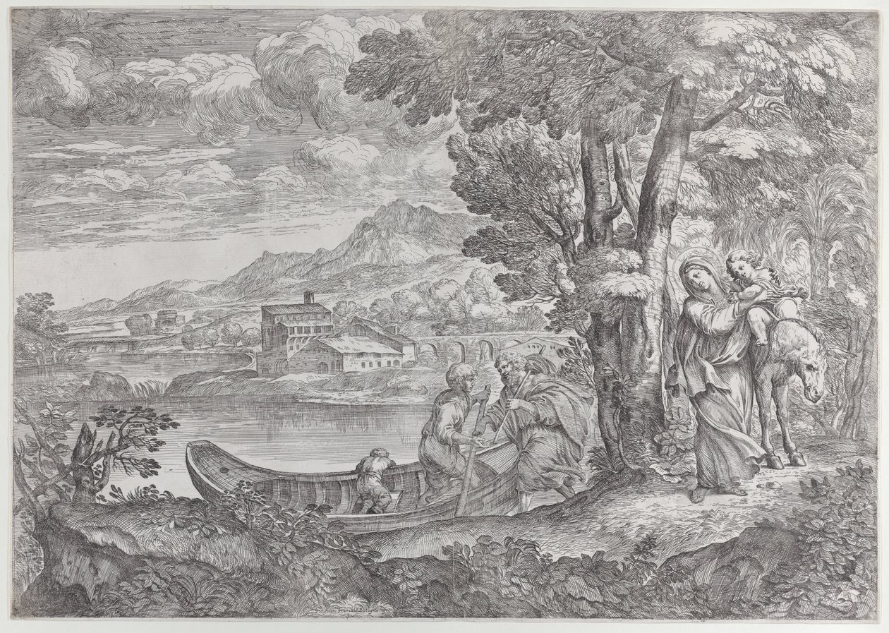 Paisaje con la huida a Egipto de Giovanni Francesco Grimaldi
