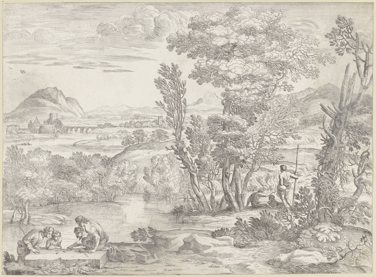 Paisaje con cuatro dados de Giovanni Francesco Grimaldi