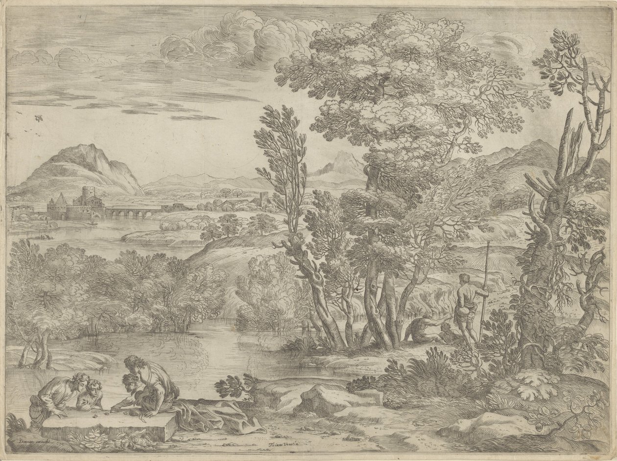 Paisaje con cuatro dados de Giovanni Francesco Grimaldi