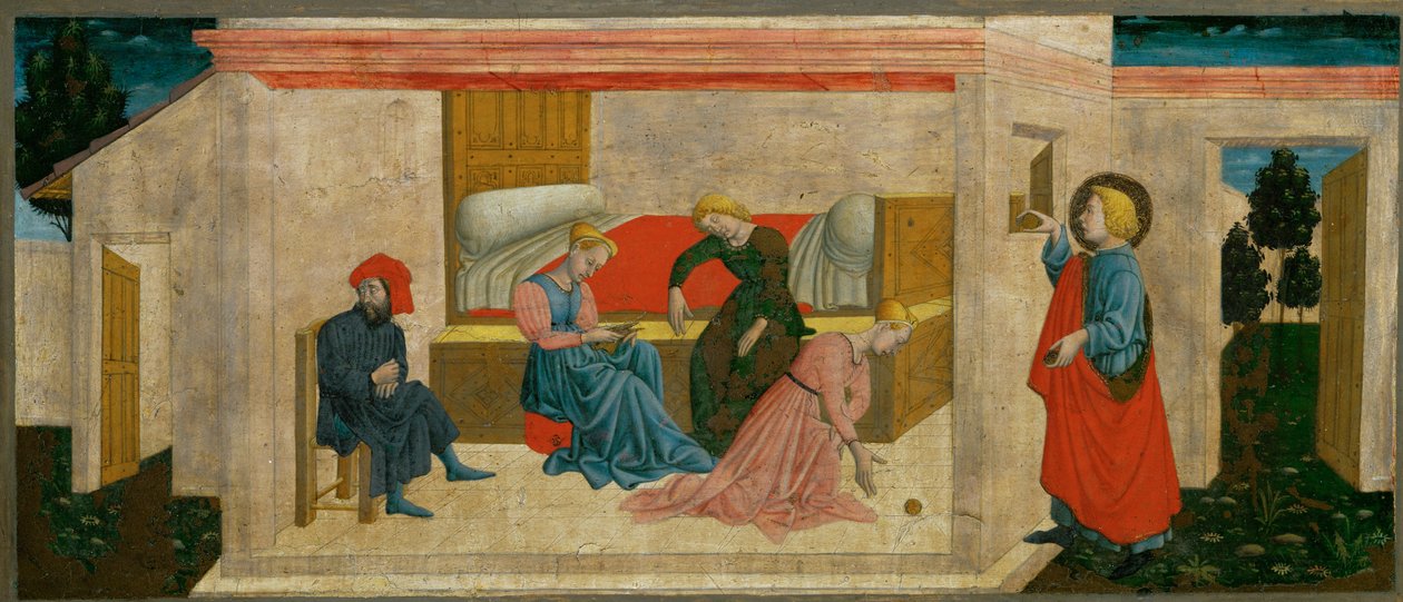 La caridad de San Nicolás de Bari, que ofrece una dote a las chicas pobres ... de Giovanni Francesco Rimini