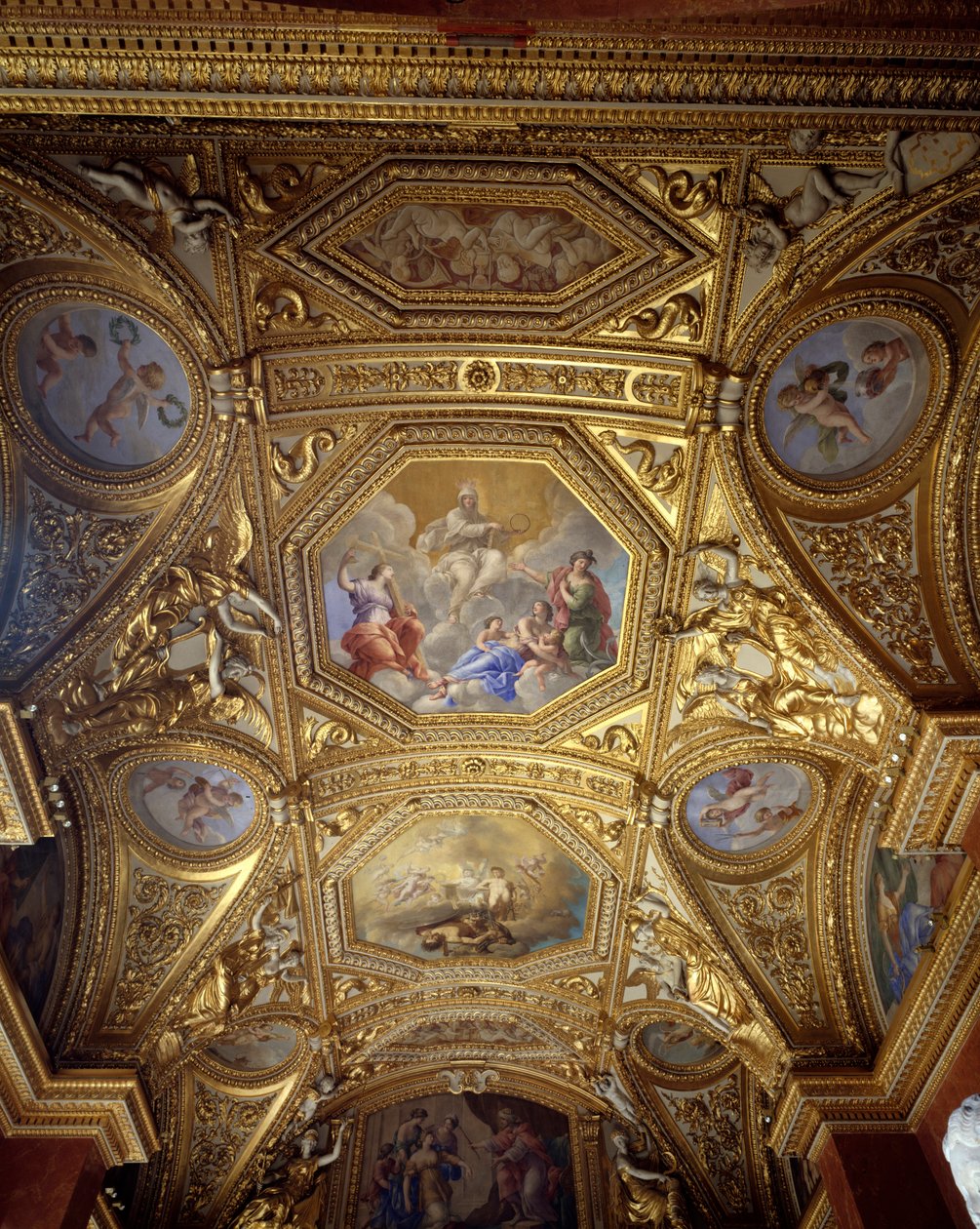 Techo de la Sala de Desfile y Gabinete sobre el agua del apartamento de verano de la Reina Ana de Austria de Giovanni Francesco Romanelli