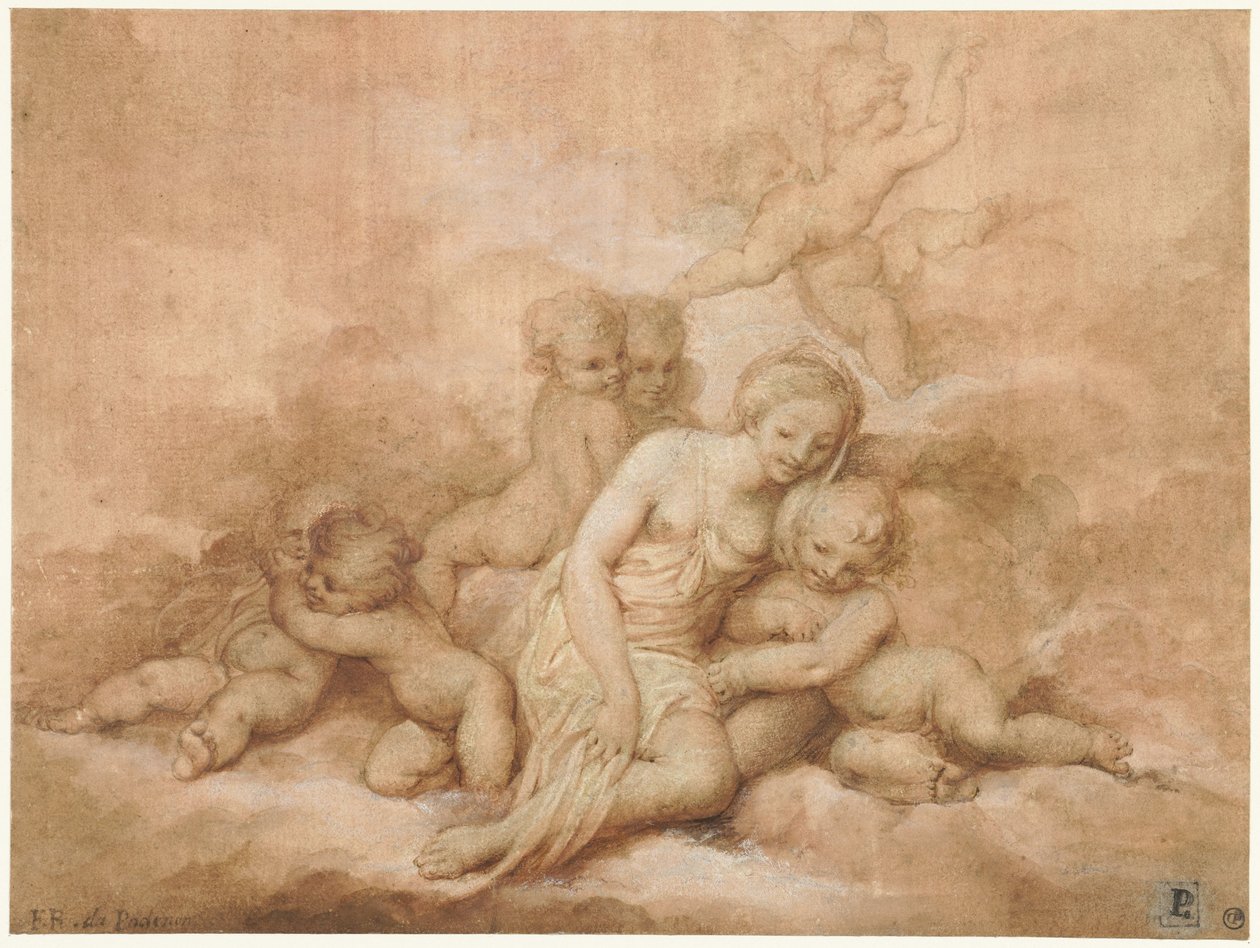 Mujer con hijos de Giovanni Francesco Romanelli