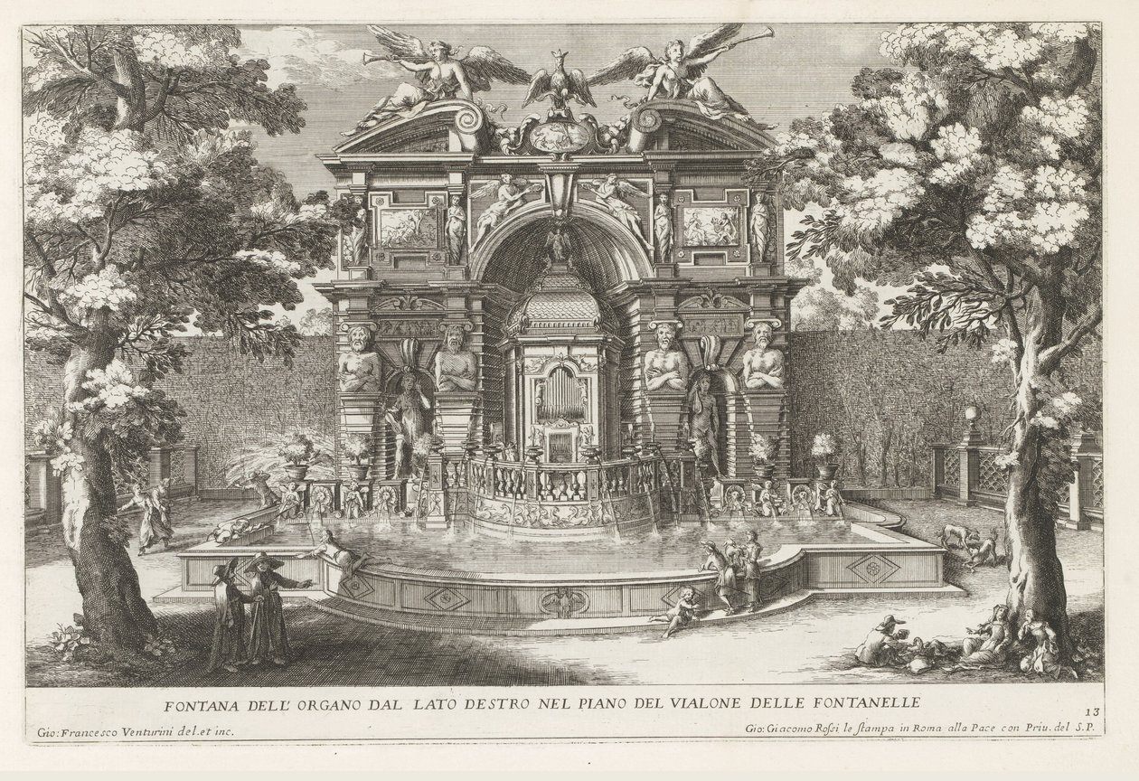 Fontein conoció a hydraulisch orgel en de tuinen van de Villa d