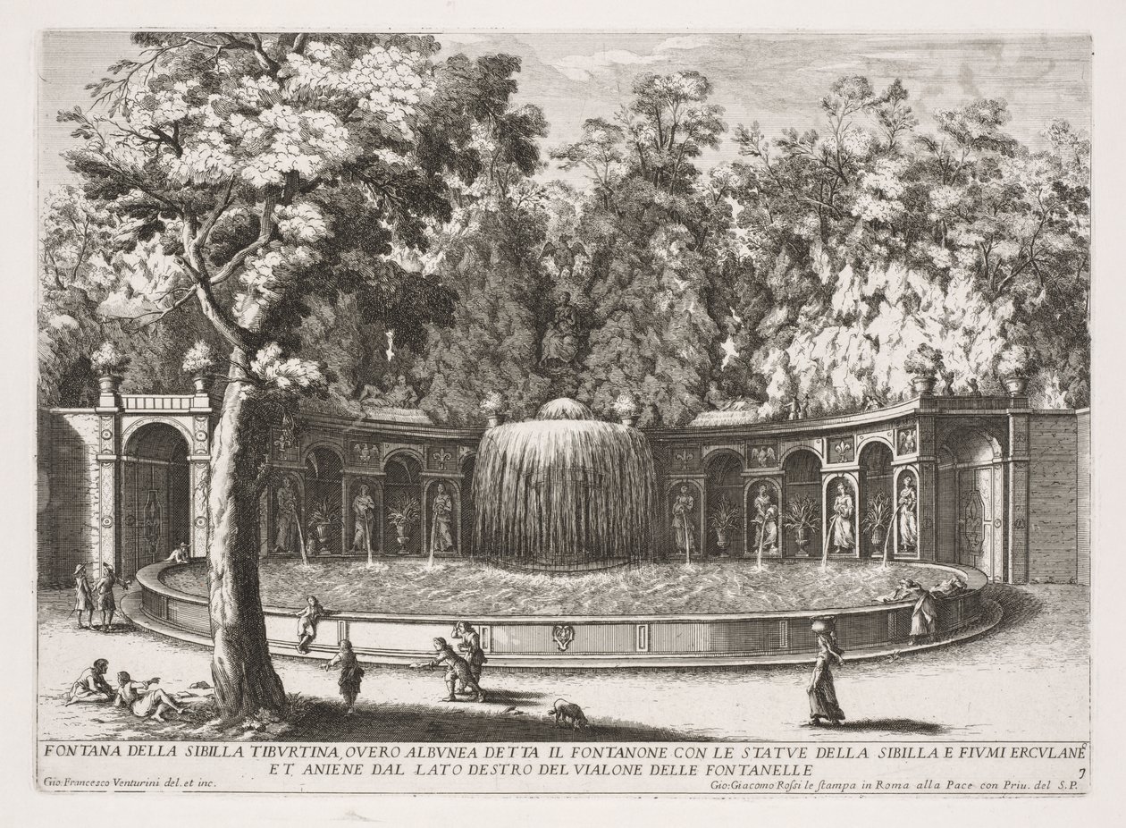 The Fountains of Rome (Le fontane di Roma), Book IV, plate 7: Fountain of the Tiburtine Sibyl (Fontana della Sibilla Tiburtina) de Giovanni Francesco Venturini