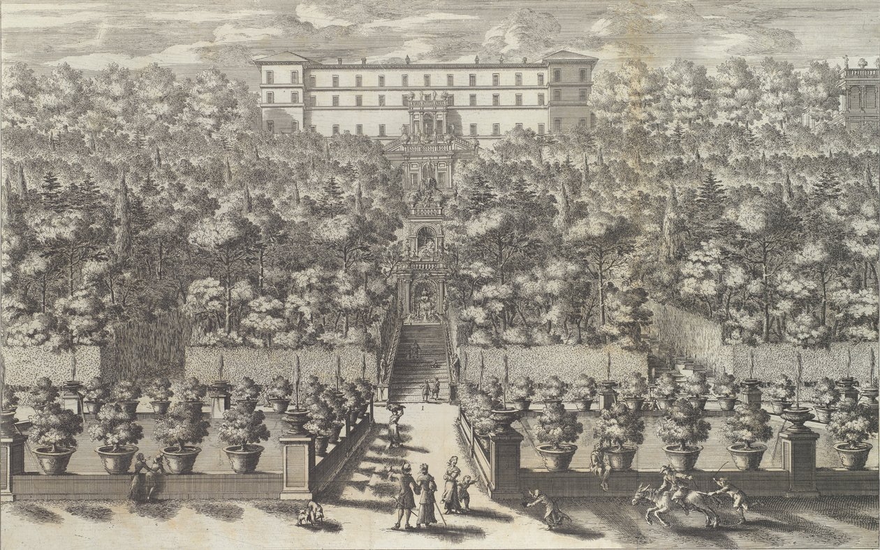 Vista del Palacio desde el Plano del Jardín con sus Fuentes de Giovanni Francesco Venturini
