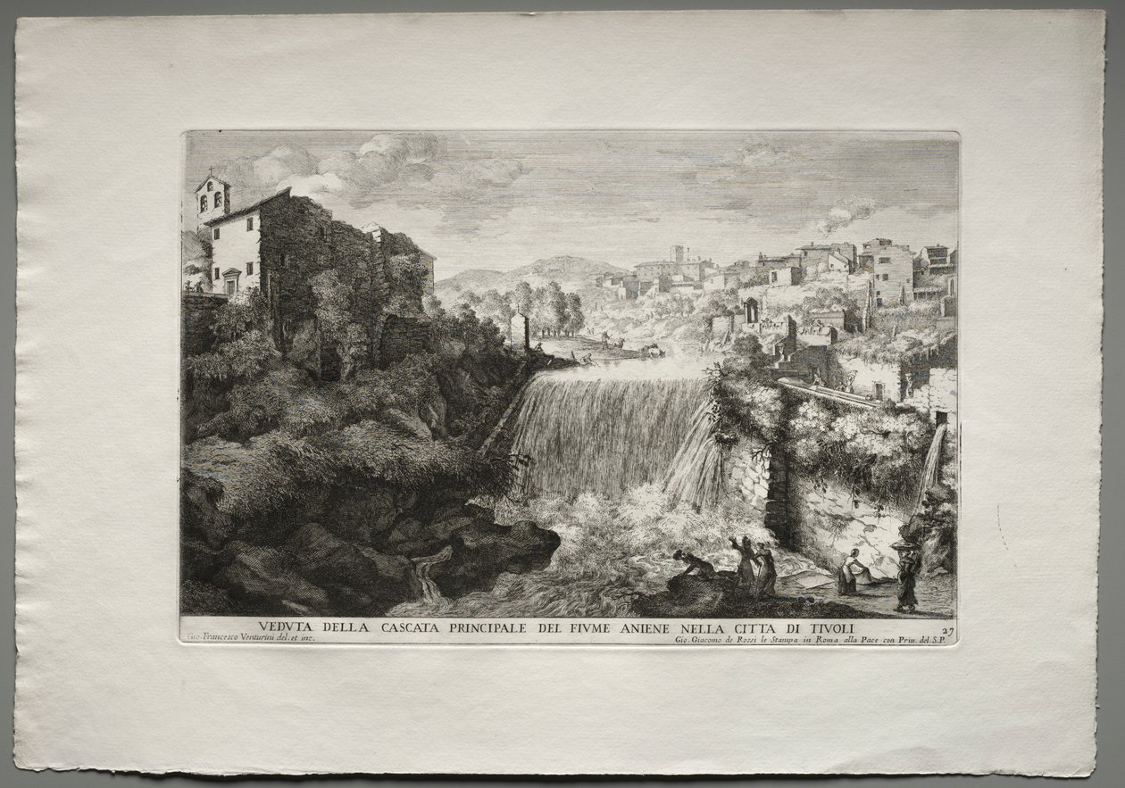 Veduta della Cascata Principale del Fiume Aniene en la ciudad de Tivoli de Giovanni Francesco Venturini