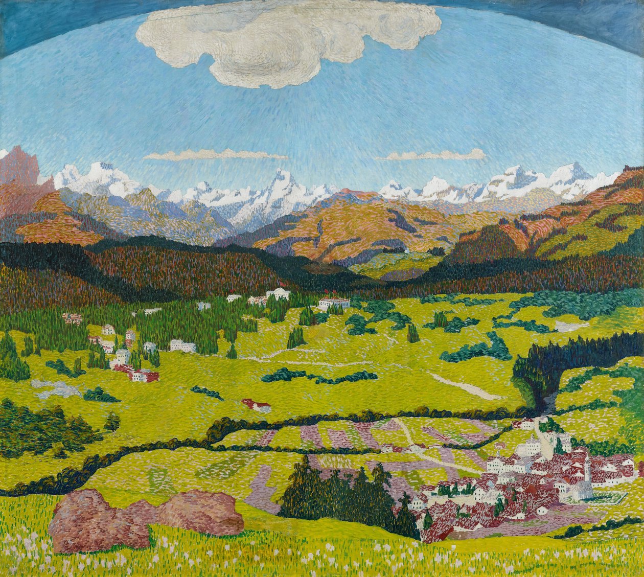 Panorama de Flims. Tríptico, panel central, 1904 de Giovanni Giacometti