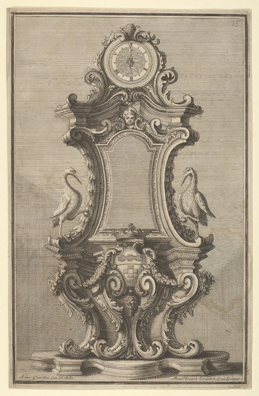 Diseño para un reloj, de Disegni Diversi, 1714 o 1750 de Giovanni Giardini