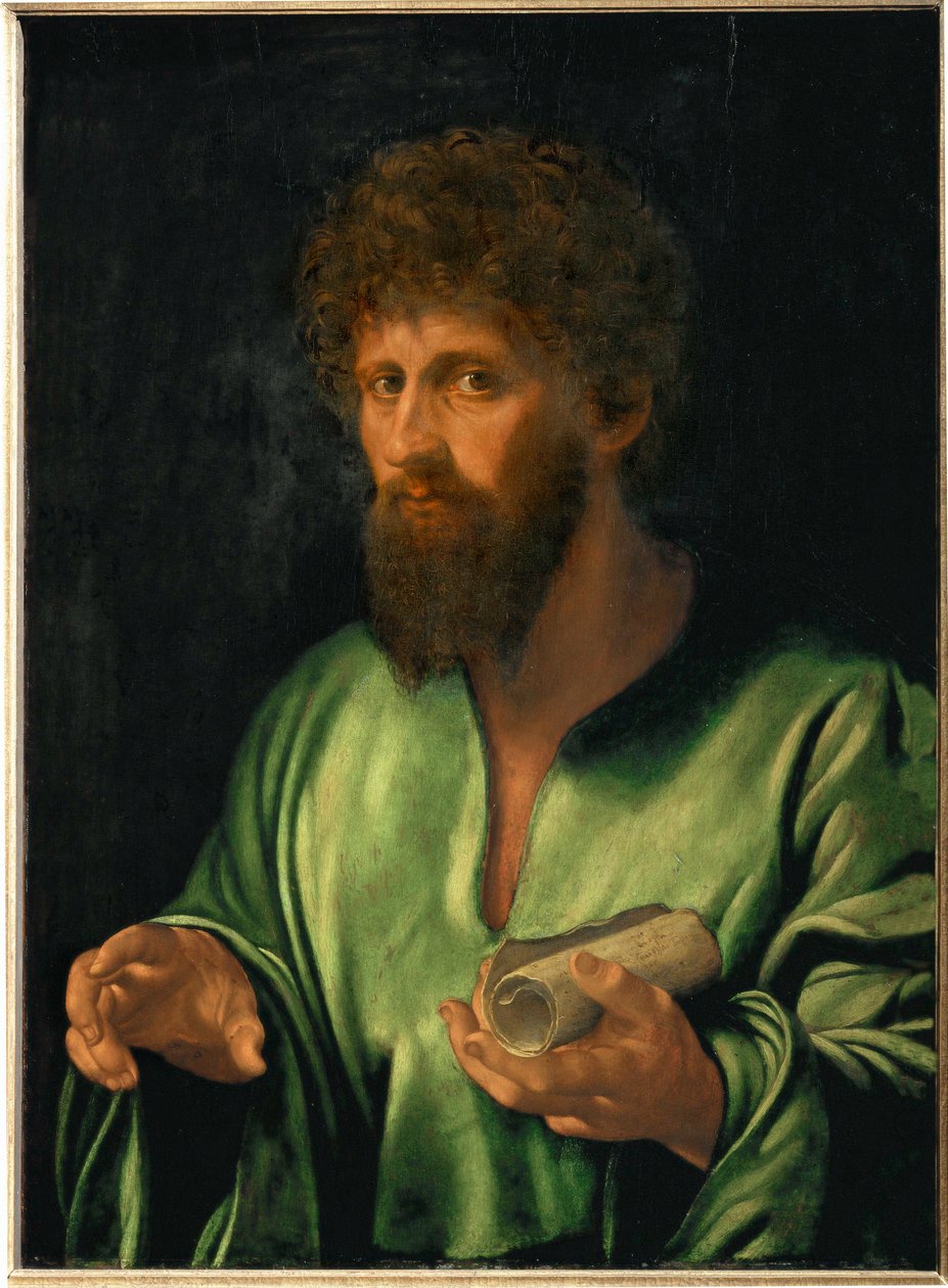 "Un filósofo de la antigüedad", hacia 1530 Madera de álamo, 79 x 57 cm Inv (pintura sobre madera de álamo) de Giovanni Girolamo Savoldo