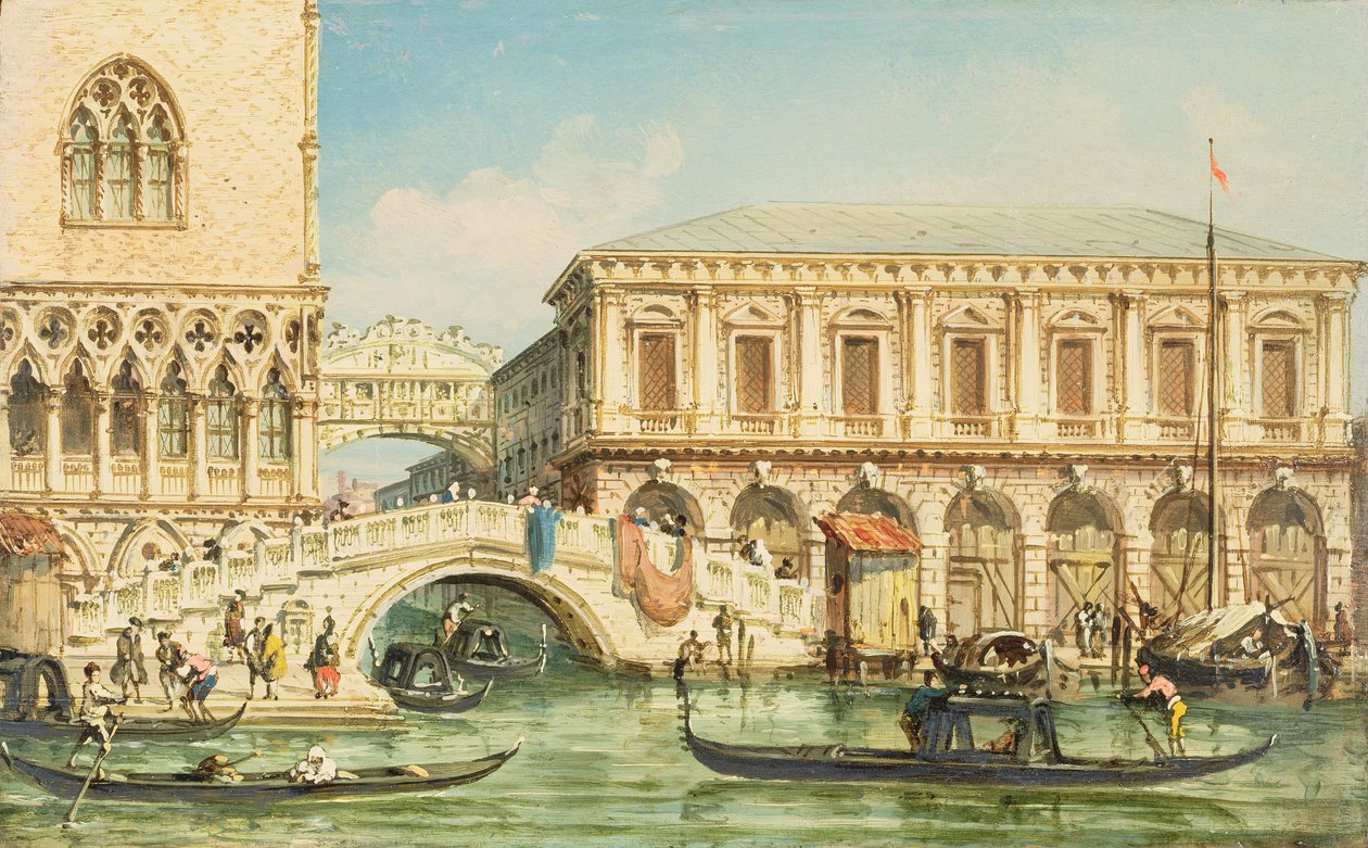 Vista del Palacio Ducal, el Puente de los Suspiros y la Prisión de Giovanni Grubacs