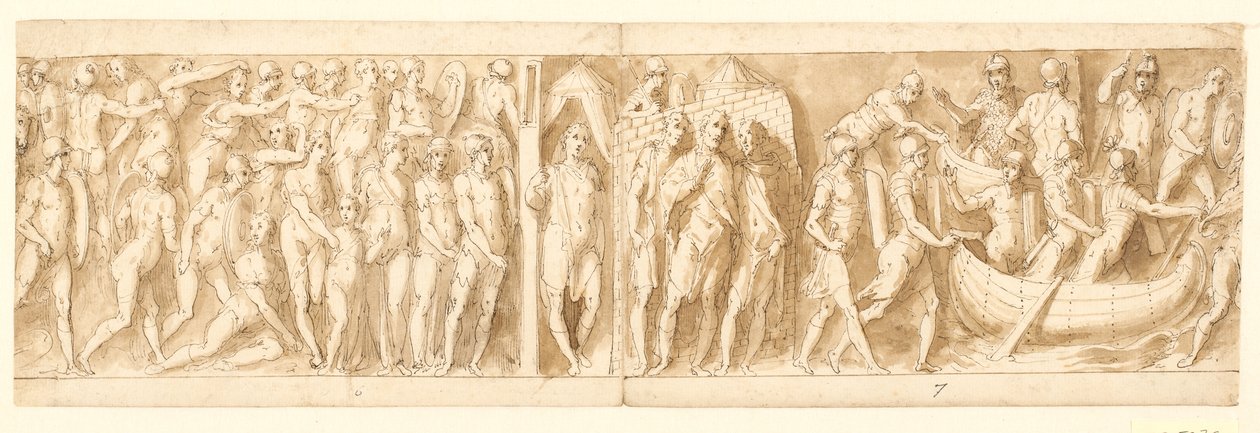 32 copias de la columna de Marco Aurelio, Piazza Colonna en Roma de Giovanni Guerra