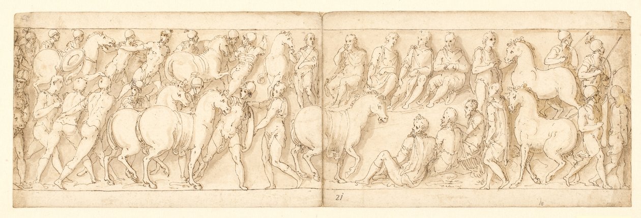 32 copias después de la columna de Marco Aurelio, Piazza Colonna en Roma de Giovanni Guerra
