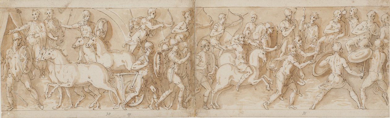 32 copias de la columna de Marco Aurelio, Piazza Colonna en Roma de Giovanni Guerra