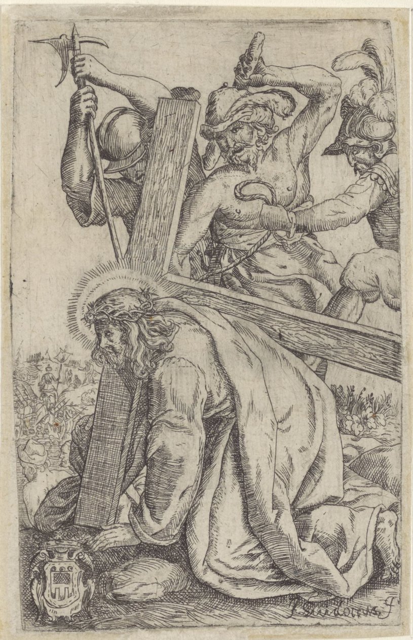 Cristo sucumbe al peso de la cruz de Giovanni Guidotti