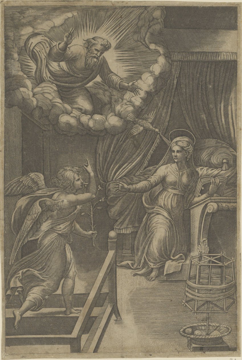 Anunciación con Dios Padre de Giovanni Jacopo Caraglio