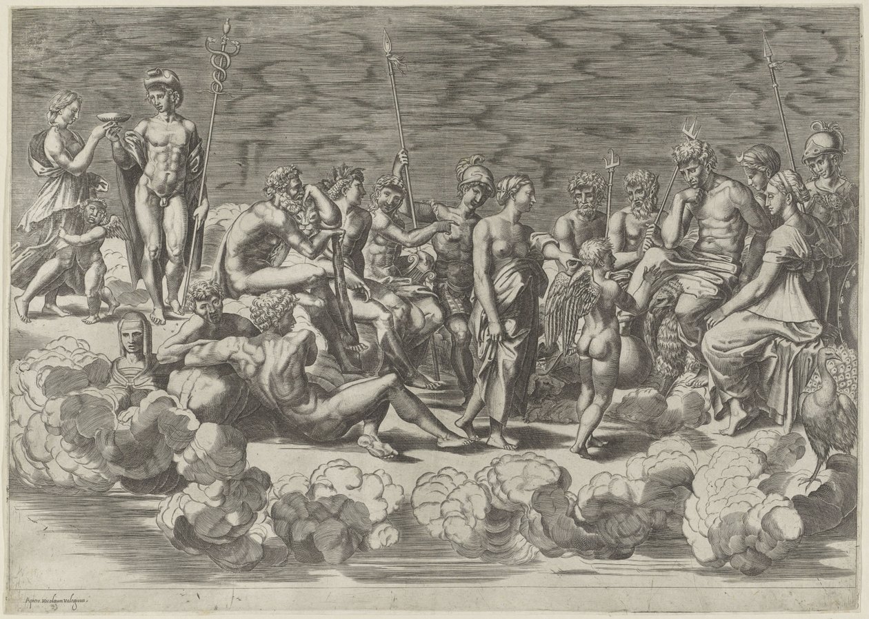 Colección de dioses en el Olimpo de Giovanni Jacopo Caraglio