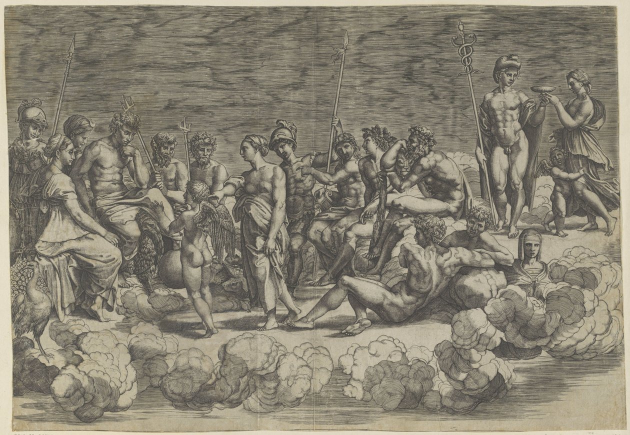 Colección de dioses en el Olimpo de Giovanni Jacopo Caraglio