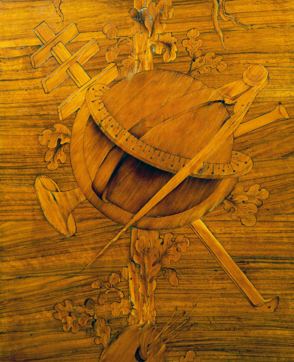 Instrumentos de medida, parte central de la marquetería en un armario de esquina con una sola puerta grande, de Giovanni Maffezzoli (1779-1818), alumno de Giuseppe Maggiolini, firmado y fechado en 1798, Italia de Giovanni Maffezzoli