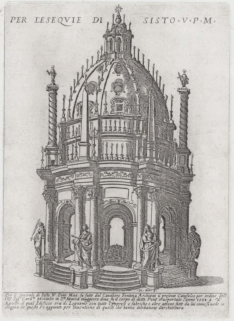 Catafalco para el Papa Sixto V, 1591 de Giovanni Maggi