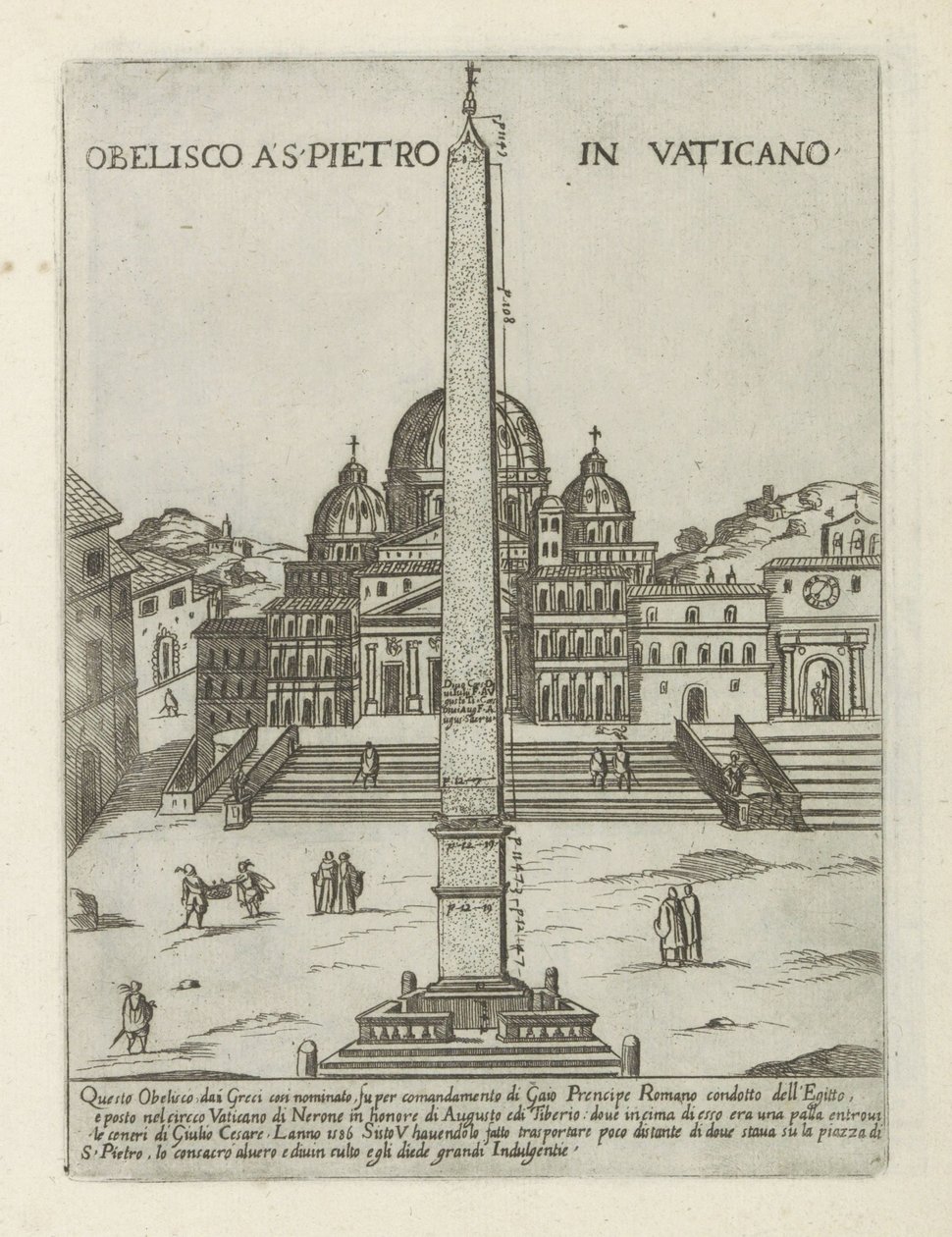 Obelisco del Vaticano Obelisco a S. Pietro in Vaticano (título sobre objeto) Monumentos y edificios modernos y antiguos en Roma (título de la serie) Ornamenti di fabriche antichi et moderni dell