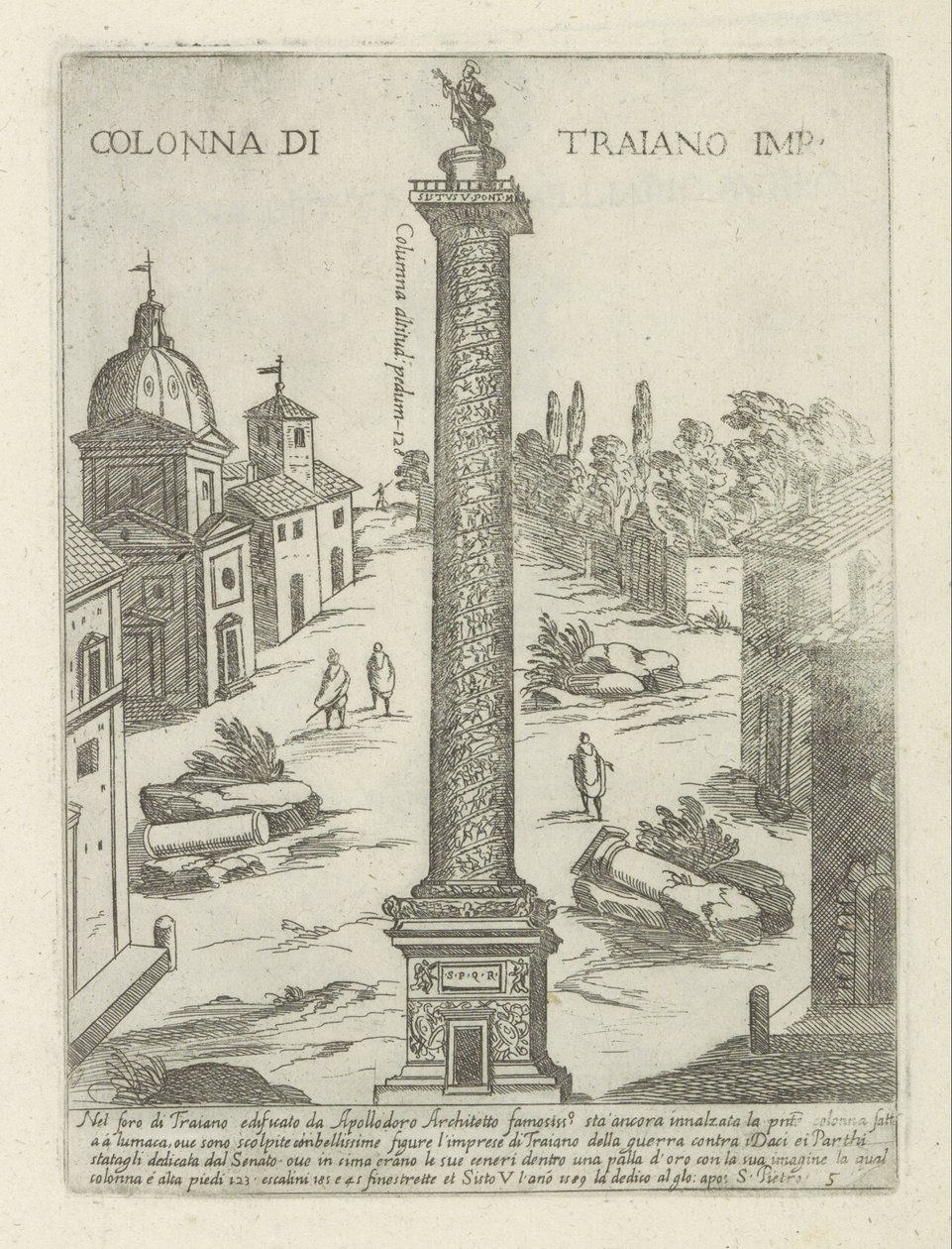 Columna de Trajano en Roma Colonna di Traiano imp. (título en el objeto) Monumentos y edificios modernos y antiguos en Roma (título de la serie) Ornamenti di fabriche antichi et moderni dell