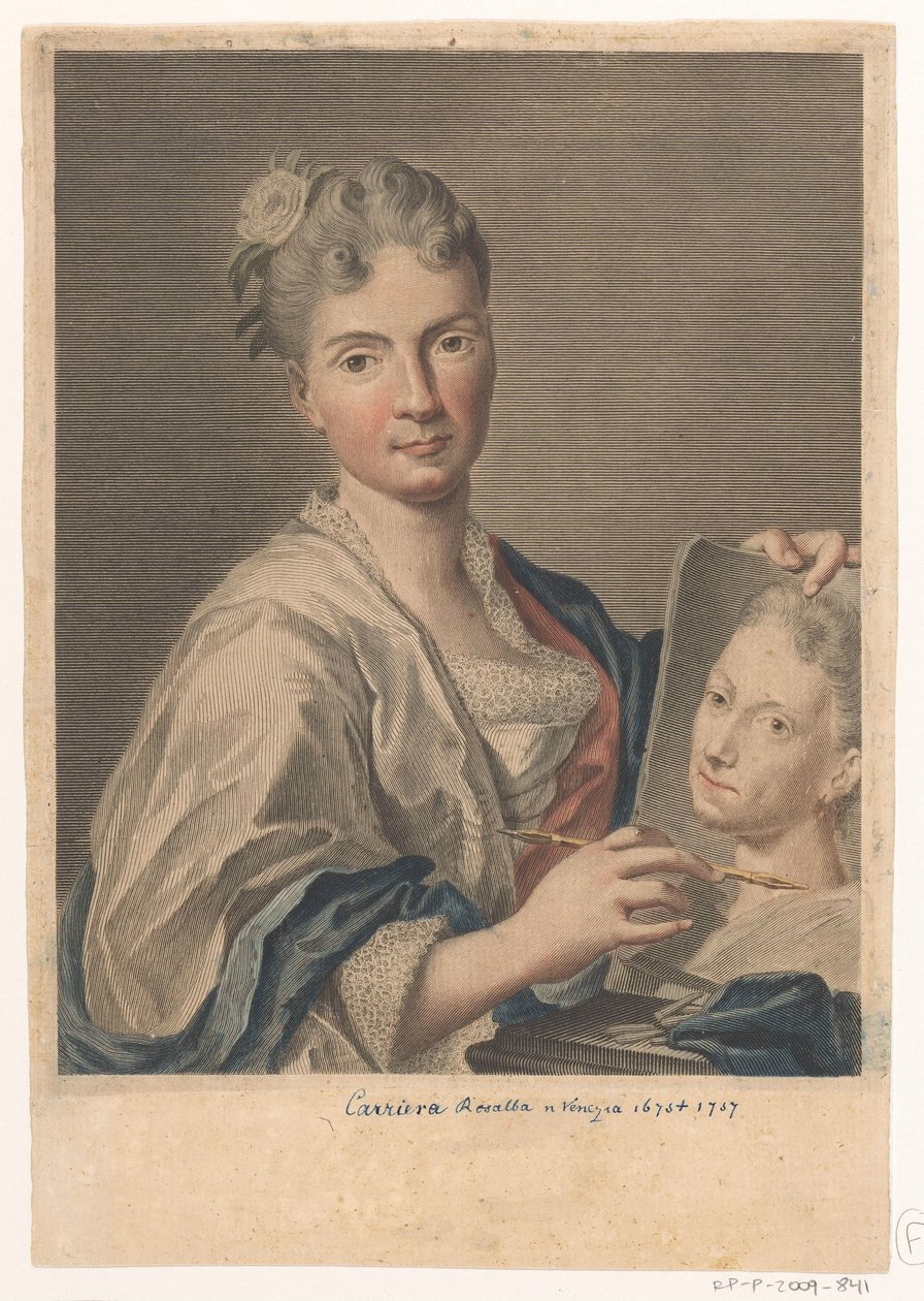 Retrato de la artista Rosalba Carriera Retratos de artistas (título de la serie) de Giovanni Marco Pitteri