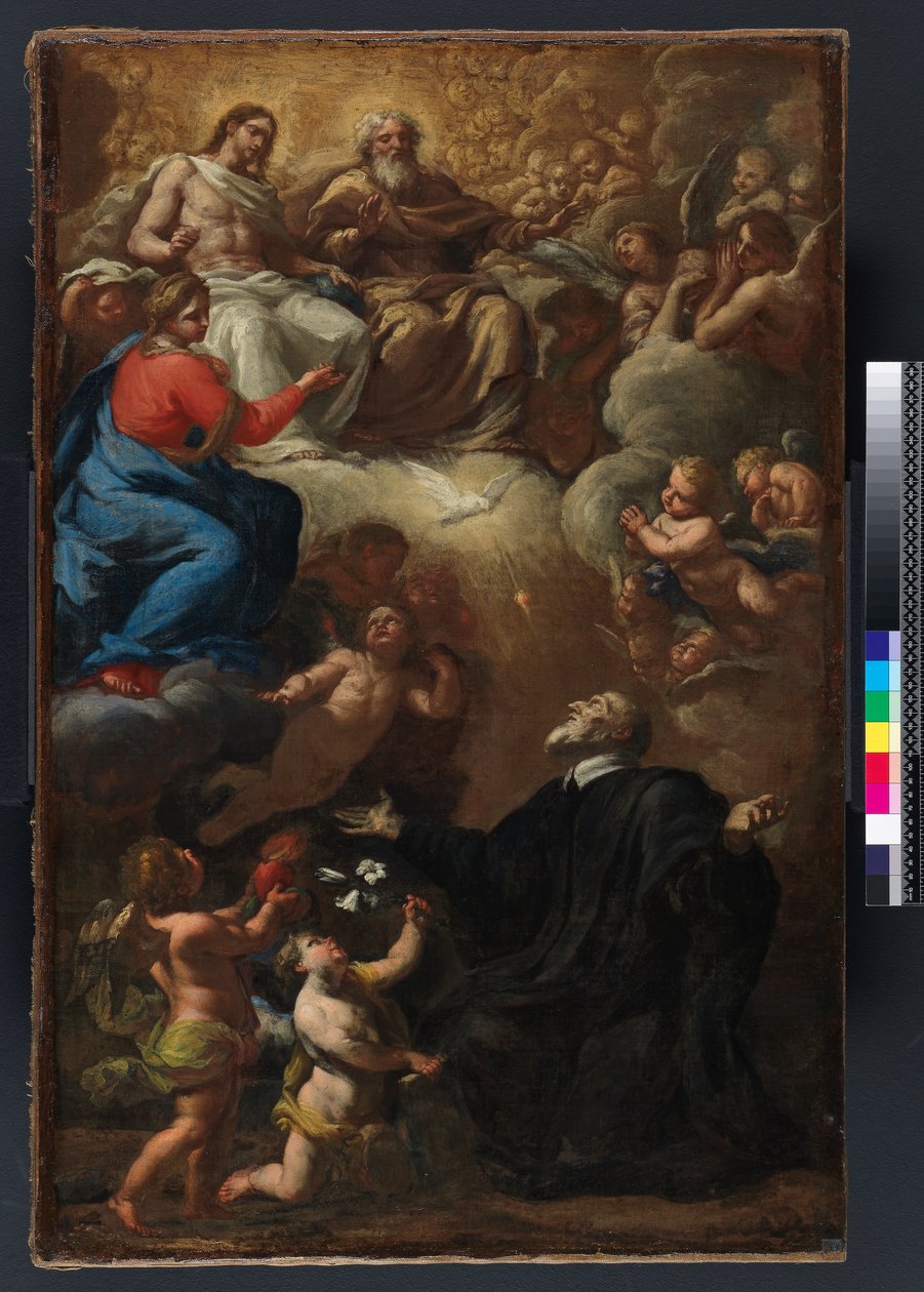 Visión de San Felipe Neri. Modelado de la "Visión de San Felipe Neri" en el Battistero di San Giovanni (Siena) de Giovanni Maria Morandi
