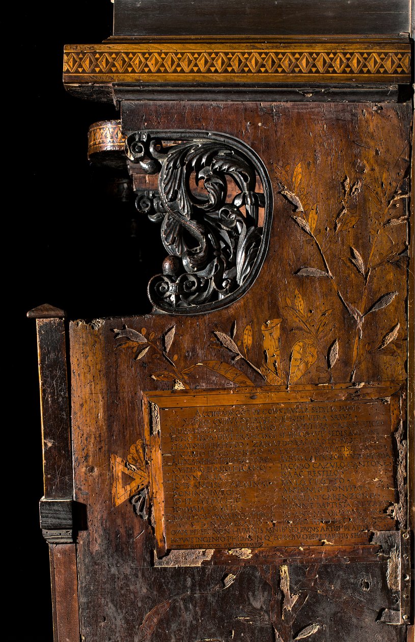 Coro Canónico de Madera, Incrustado por Giovanni Maria Platina 1484, Incrustación lateral derecha de Giovanni Maria Platina
