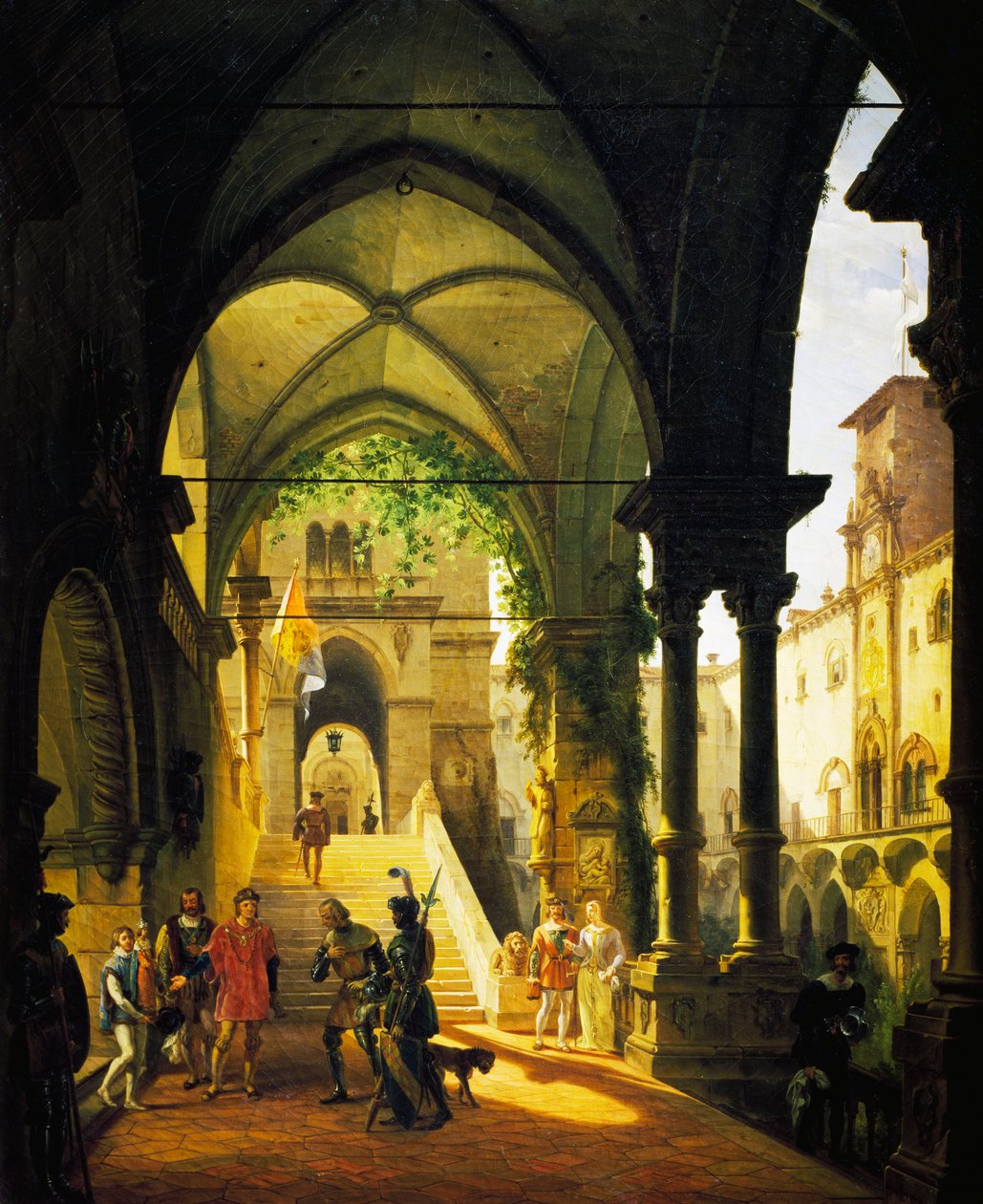 Luis XI en el Castillo de Barolo por Giovanni Migliara (1785-1837) de Giovanni Migliara