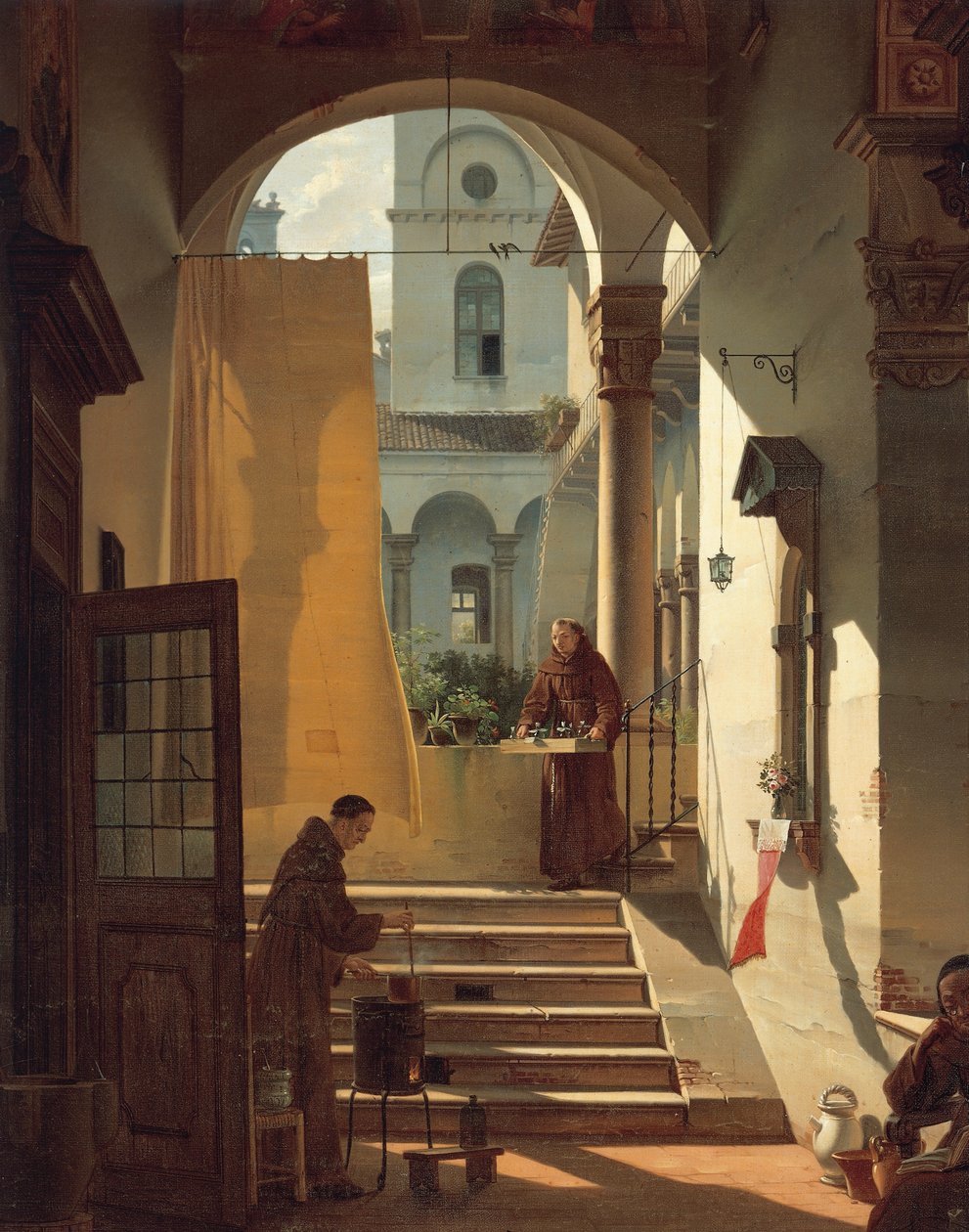 El boticario de un claustro, detalle de Giovanni Migliara