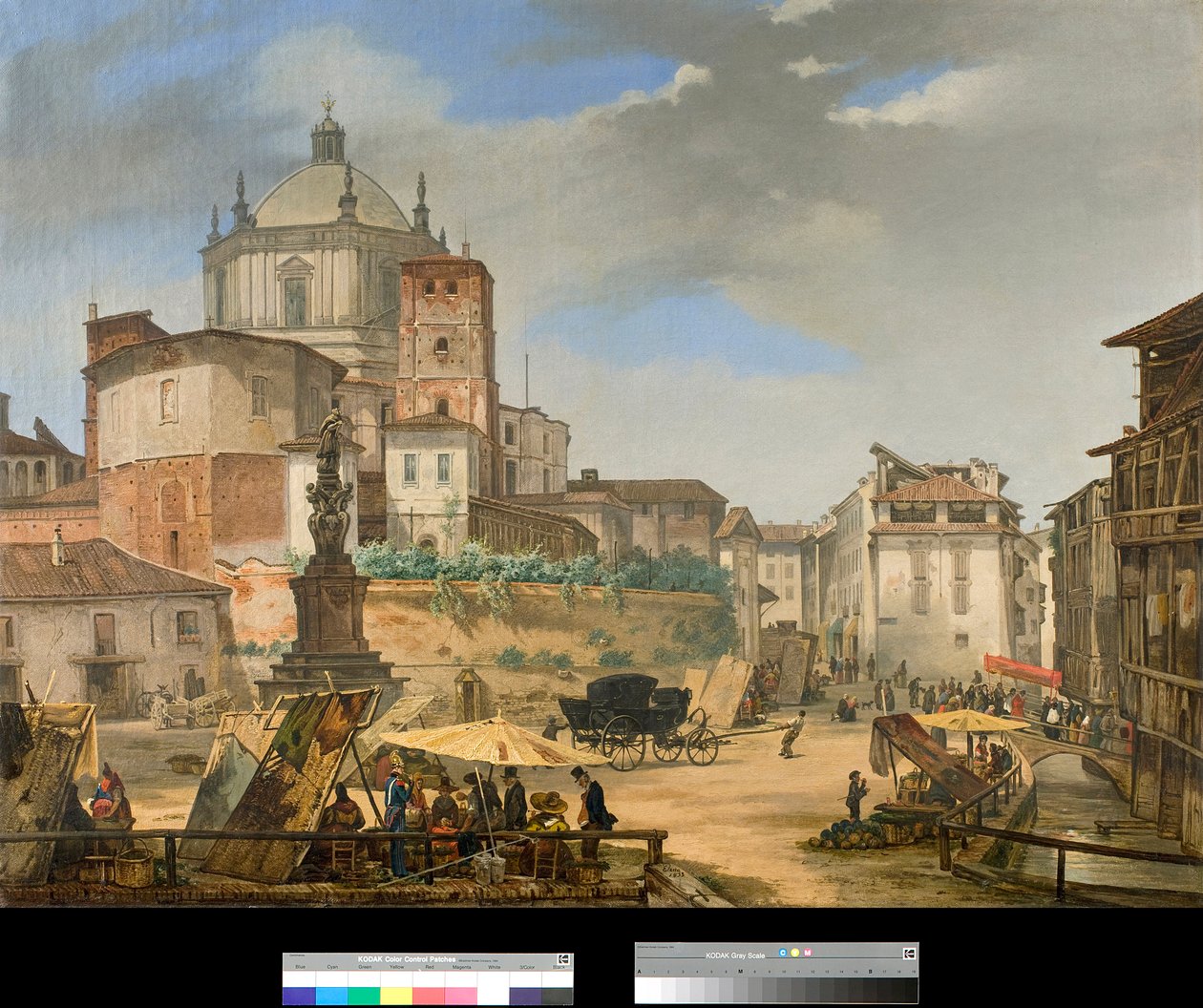 Vista de la plaza della vetra en Milán, Italia de Giovanni Migliara
