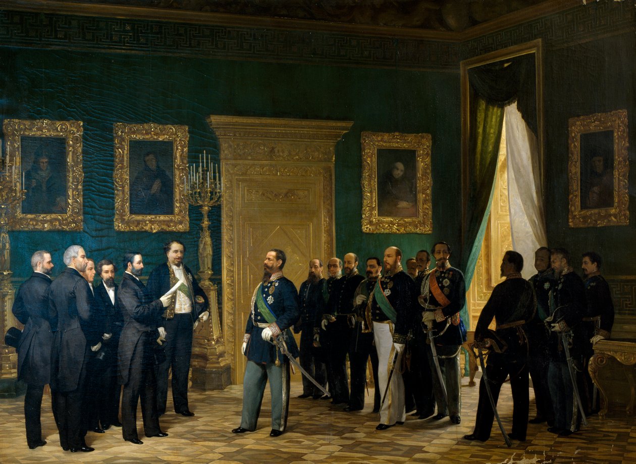 Víctor Manuel II recibiendo a los representantes toscanos con el decreto de anexión al Reino. Italia de Giovanni Mochi