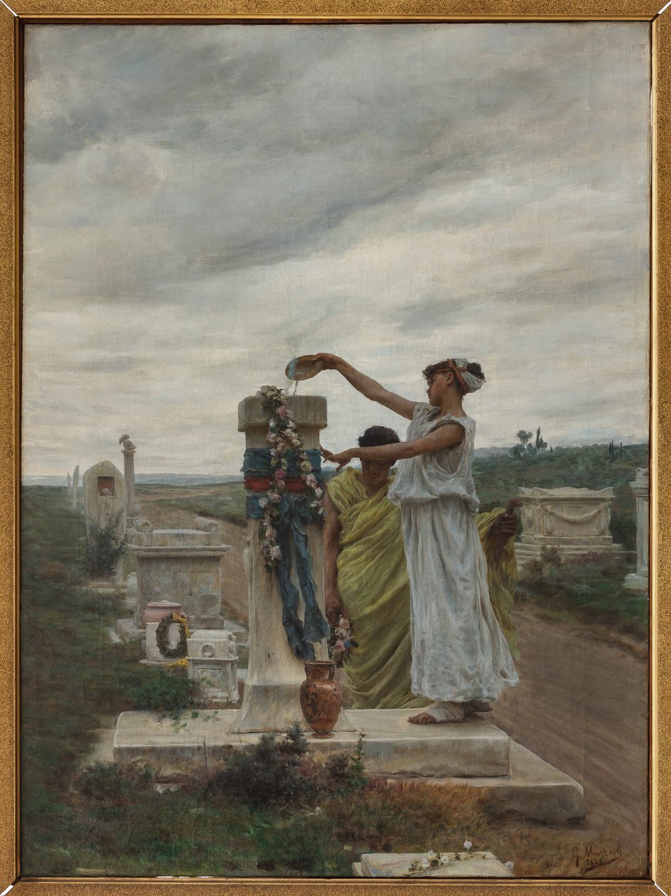 Honor a los héroes (un rito en la antigua Grecia) (óleo sobre lienzo) de Giovanni Muzzioli