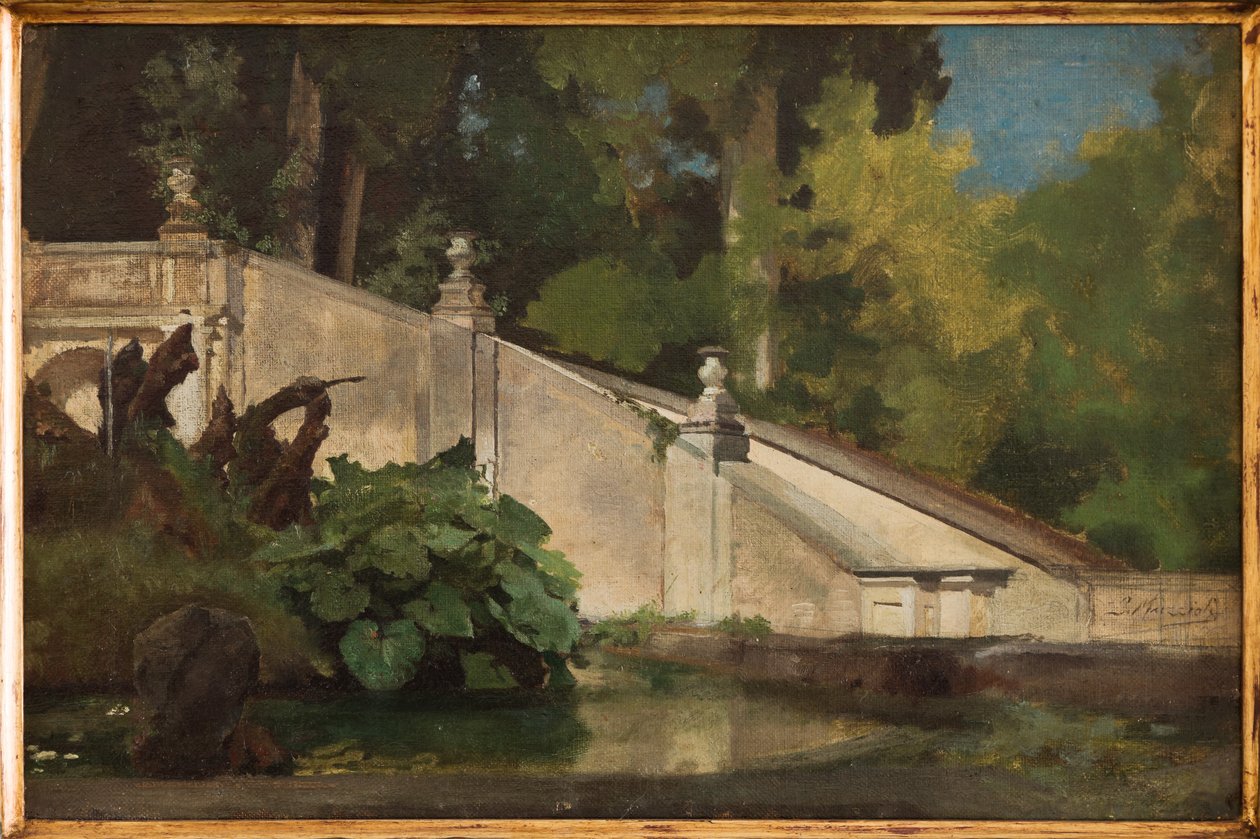 Escalera con estanque (óleo sobre lienzo) de Giovanni Muzzioli