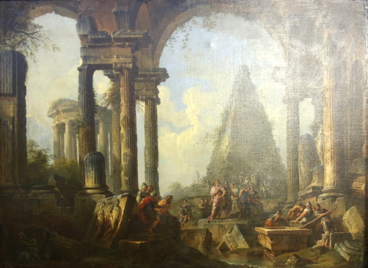 Alejandro Magno ante la tumba de Aquiles. de Giovanni Paolo Panini