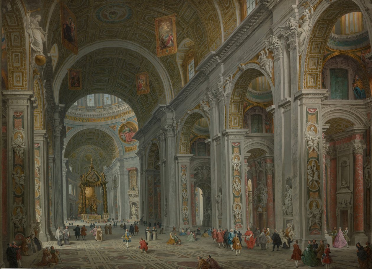 Interior de San Pedro, Roma, después de 1754 de Giovanni Paolo Panini